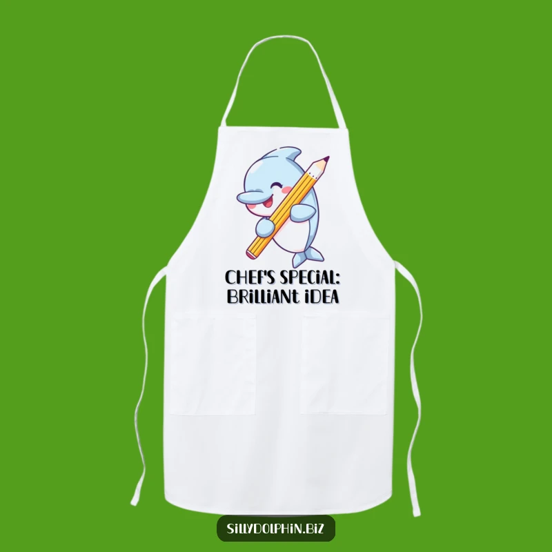 Funny Dolphin Pencil Apron: Create Art in the Kitchen with a Laugh