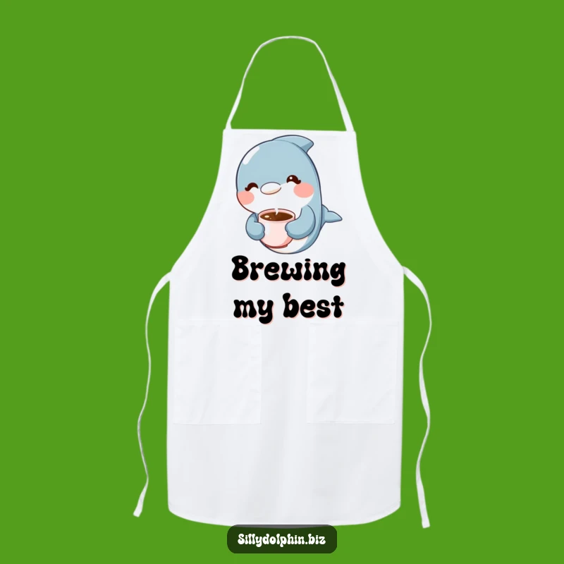 Funny Dolphin Coffee Apron: Coffee Loving Chef Dolphin, Unique Funny Gift