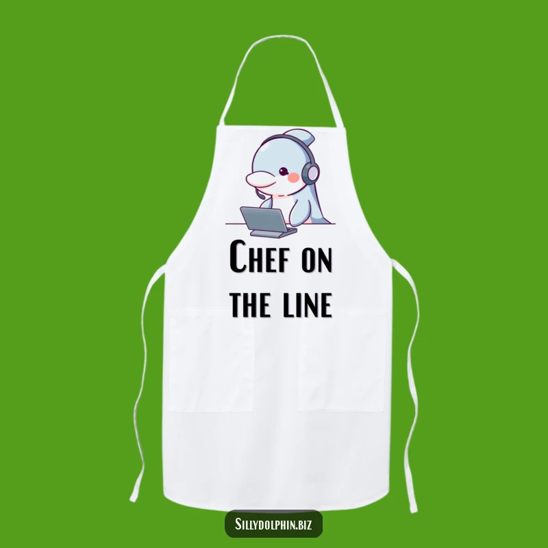 Funny Dolphin Headset Apron - Attentive & Witty Kitchenwear