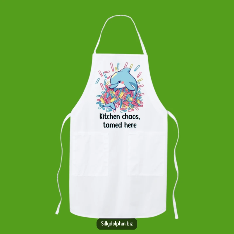 Funny Dolphin Paperclip Apron: Organize Your Kitchen with a Laugh
