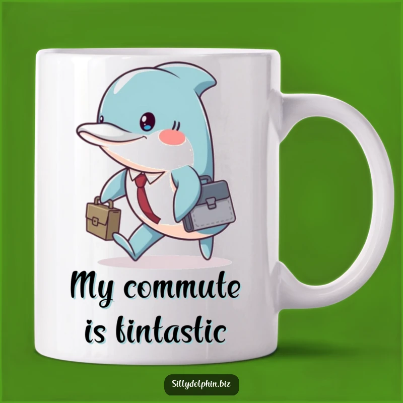 Funny Dolphin Briefcase Mug: A Determined Aquatic Professional On The Go