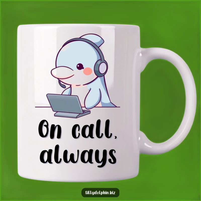 Funny Dolphin Headset Mug - Attentive & Hilarious Customer Service Gift