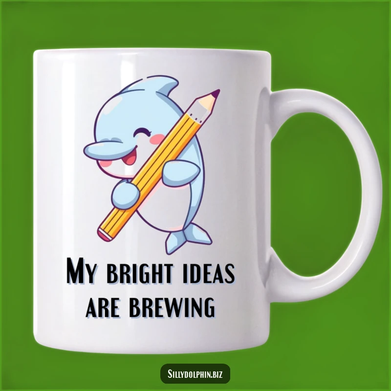 Funny Dolphin Pencil Mug: Whimsical Aquatic Writer's Gift