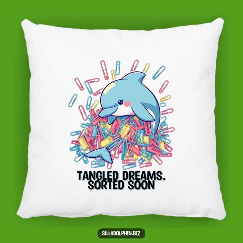 Funny Dolphin Paperclip Pillow: Comfy Decor for a Playful Vibe
