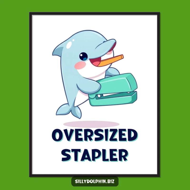 Funny Dolphin Stapler Digital Art Print - Instant Enthusiastic Decor
