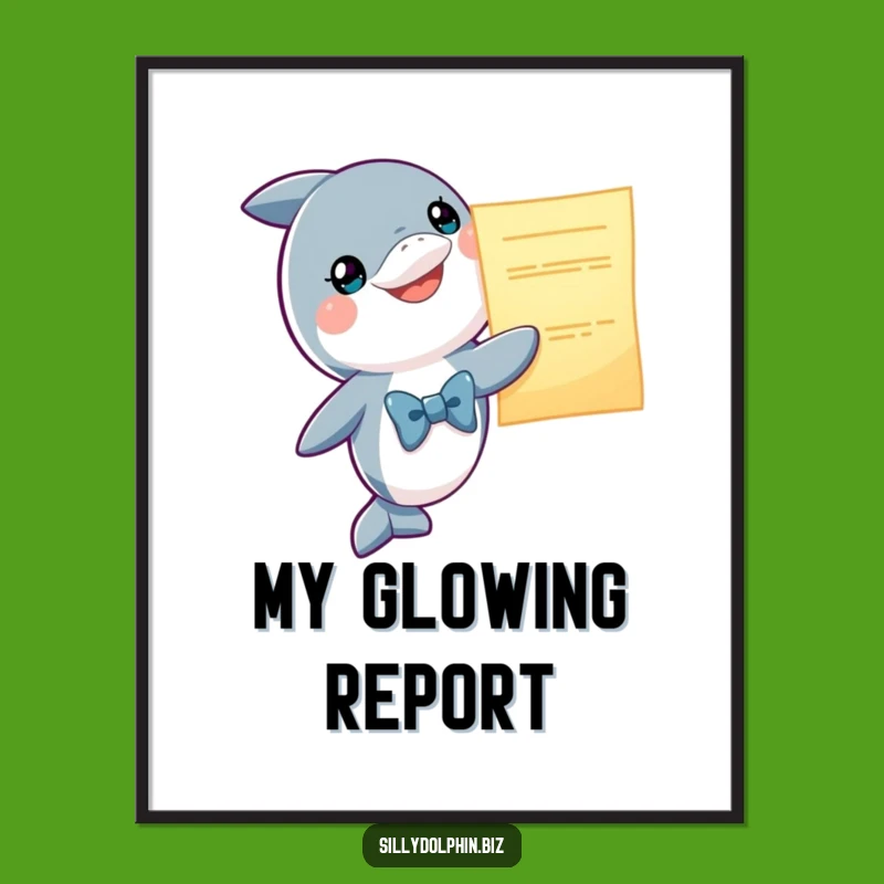 Funny Dolphin Bowtie Digital Art: Printable Humor with a Presenting Dolphin, Instant Gift