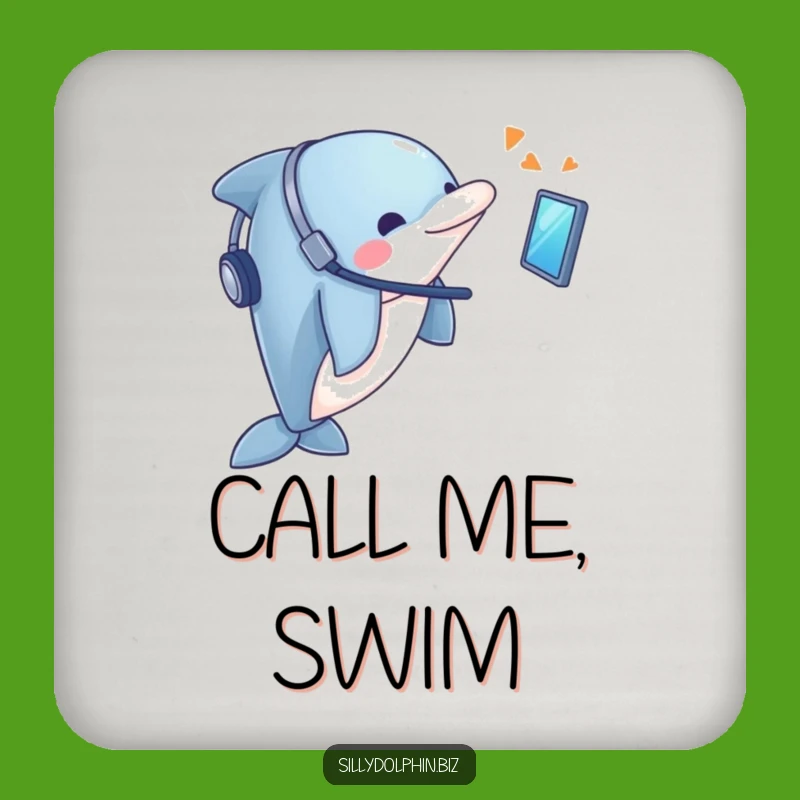 Funny Dolphin Headset Coaster: Protect Surfaces with Tech Dolphin, Hilarious Gift