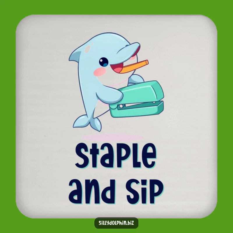 Funny Dolphin Stapler Coaster - Enthusiastic Protection & Gift