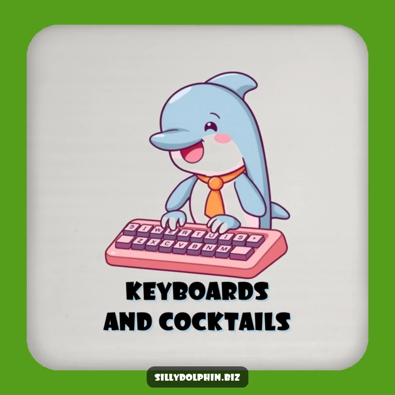 Funny Dolphin Tie Typing Coaster - Witty Protection & Gift