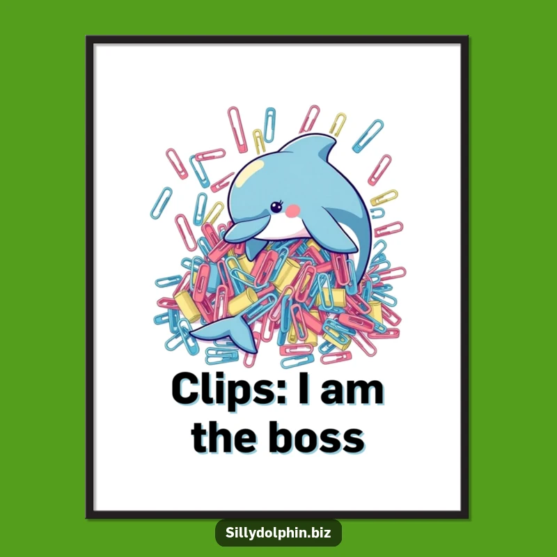Funny Dolphin Paperclip Poster: Whimsical Wall Art for a Giggle