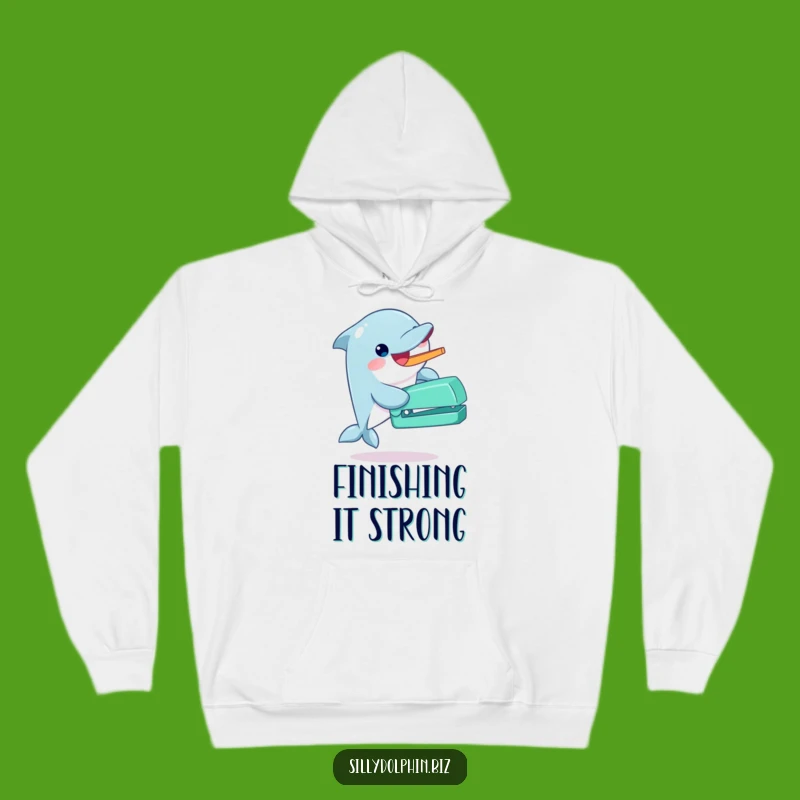 Cozy Funny Dolphin Stapler Hoodie - Enthusiastic & Warm Comfort Gift