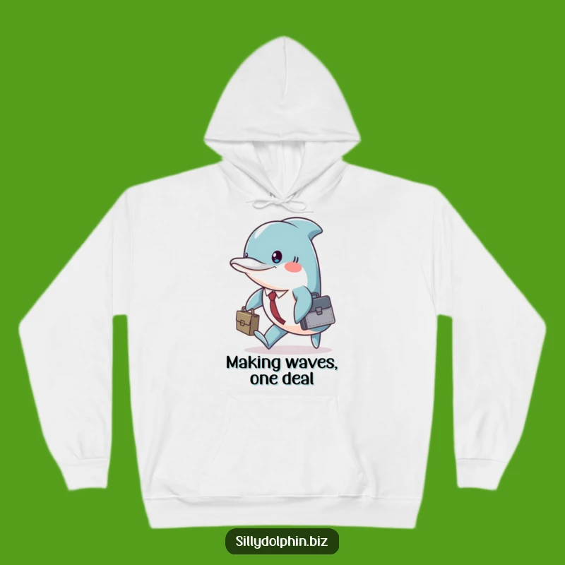 Funny Dolphin Briefcase Hoodie: Warm Up With Aquatic Professional Humor