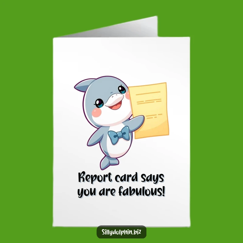 Free Printable Birthday Card: Funny Dolphin Bowtie Report - Hilarious Downloadable Gift