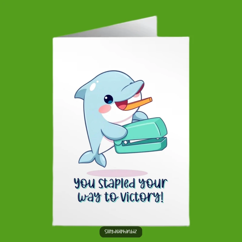Free Printable Congratulations Card: Dolphin Stapler, Funny Downloadable