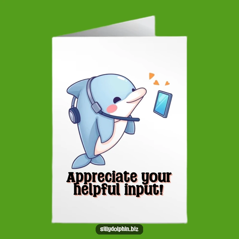 Free Printable Thank You Card: Dolphin Headset Appreciation - Downloadable Gift