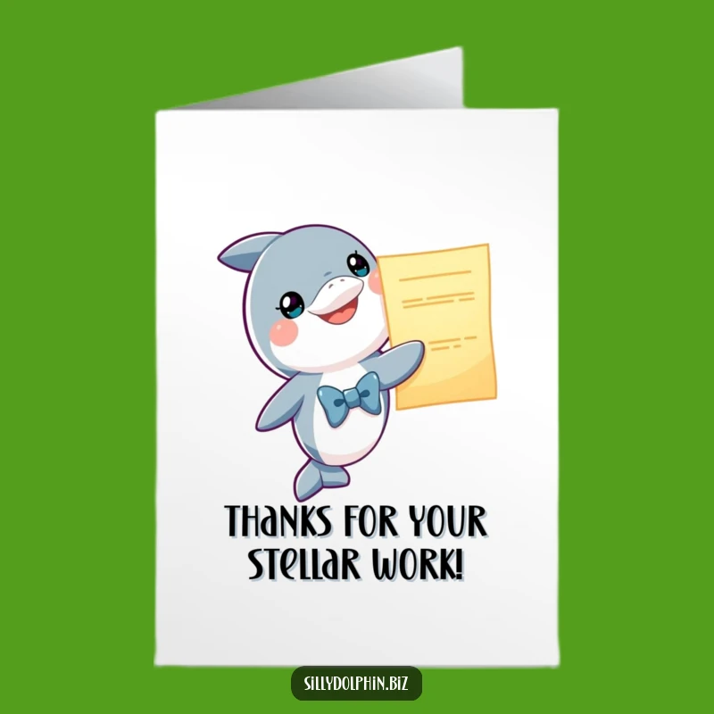 Free Printable Thank You Card: Dolphin Bowtie Report - Hilarious Appreciation Gift
