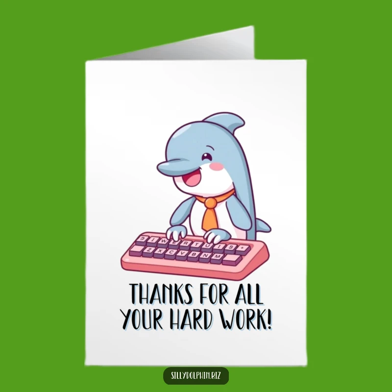 Hilarious Free Printable Thank You Card: Dolphin Typist, Downloadable Gift