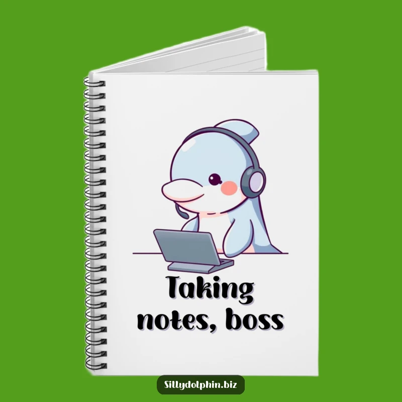 Funny Dolphin Headset Notebook - Attentive & Organized Gift