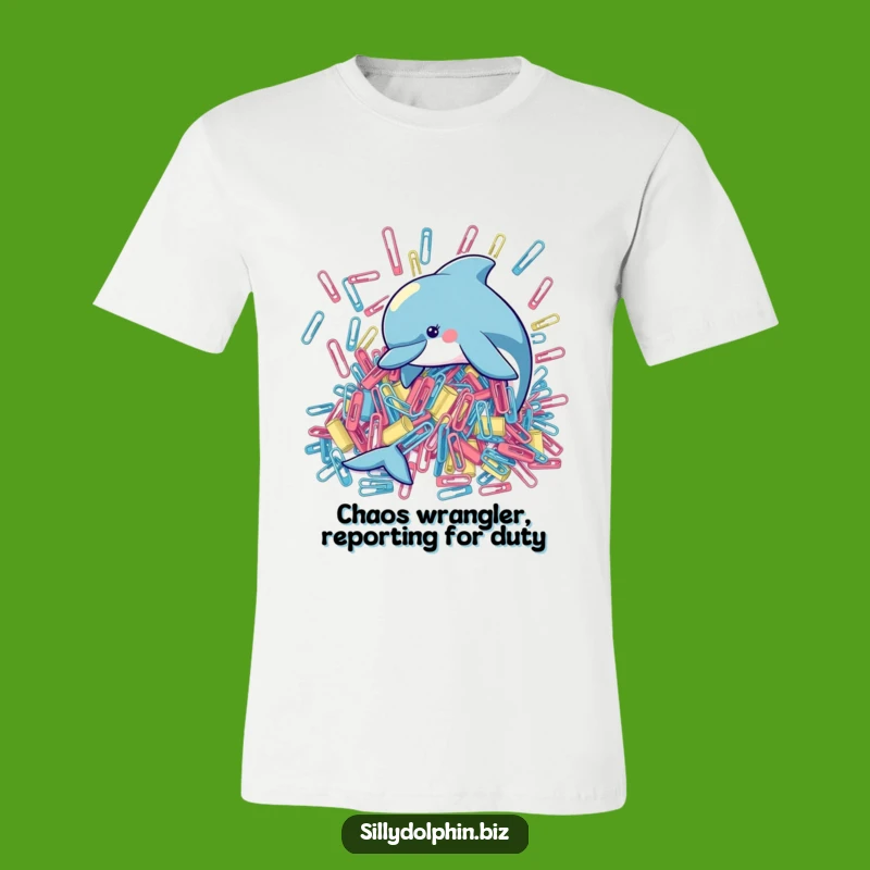 Funny Dolphin Paperclip T-Shirt: Hilariously Tidy Ocean Life Design