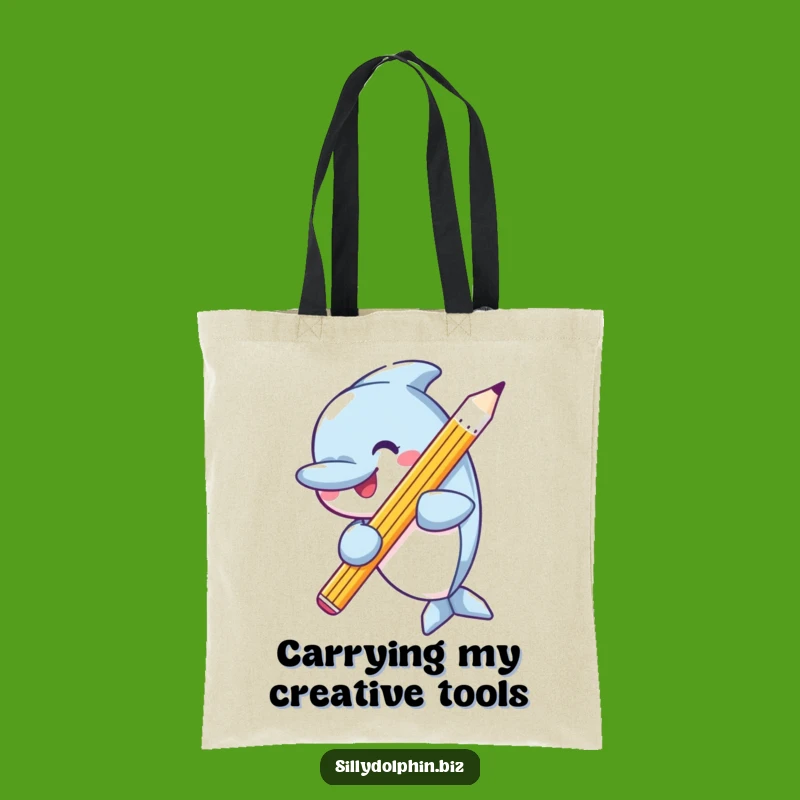 Funny Dolphin Pencil Tote Bag: Carry Your Creativity with Style