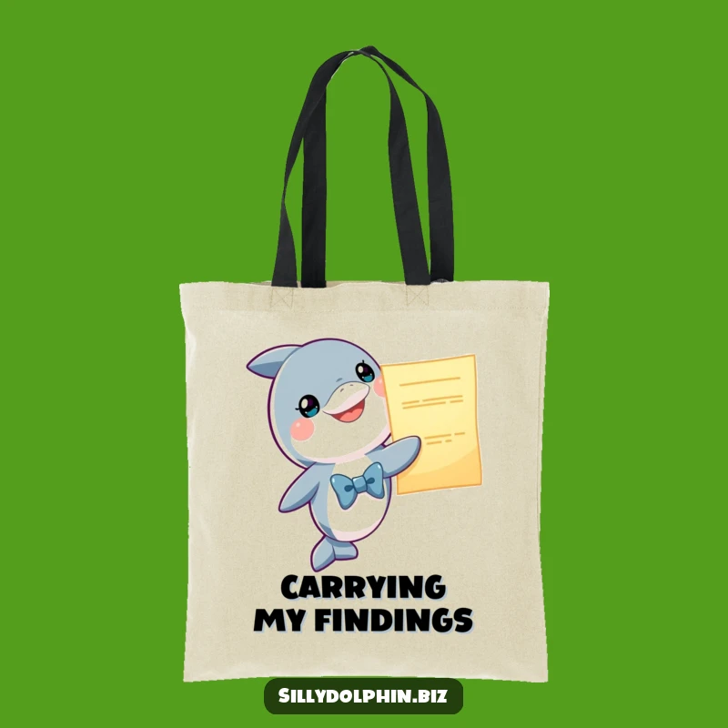 Funny Dolphin Report Tote Bag: Carry Your Ideas with a Stylish Bowtie Dolphin, Funny Gift