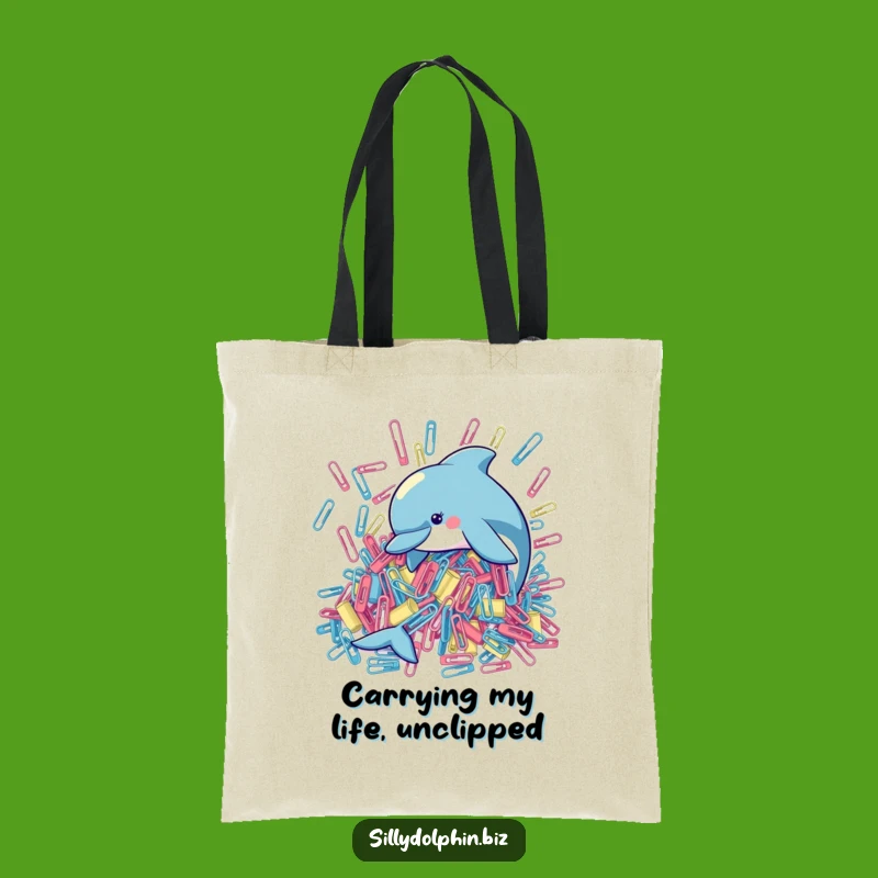 Funny Dolphin Paperclip Tote Bag: Carry Your Essentials with a Smile