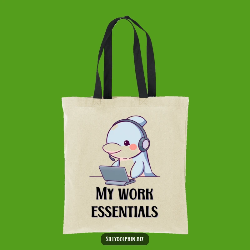 Funny Dolphin Headset Tote Bag - Attentive & Practical Accessory