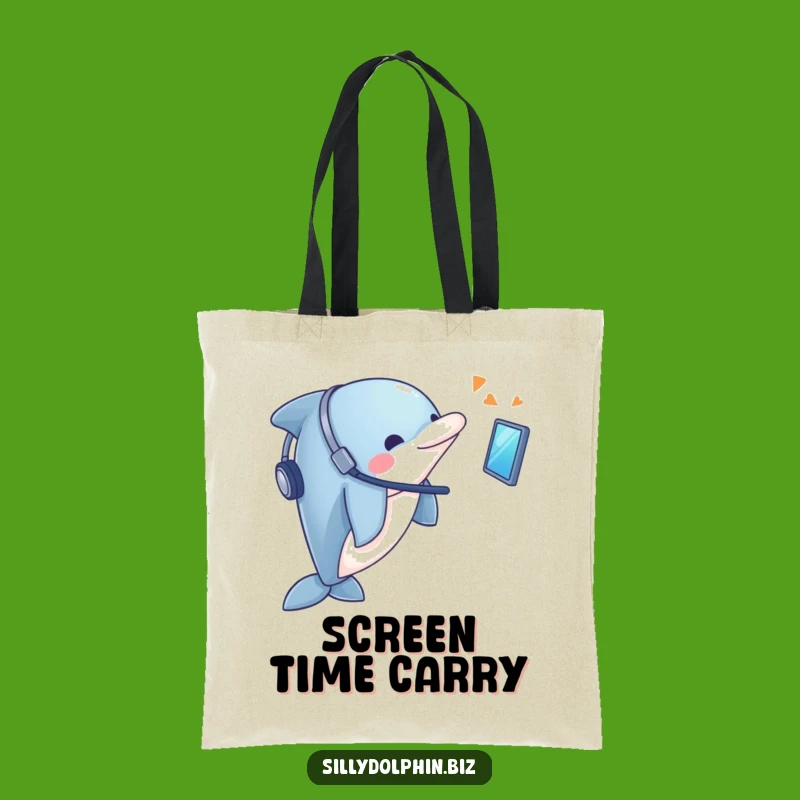 Funny Dolphin Headset Tote Bag: Tech Support Dolphin Carry-All, Perfect Funny Gift